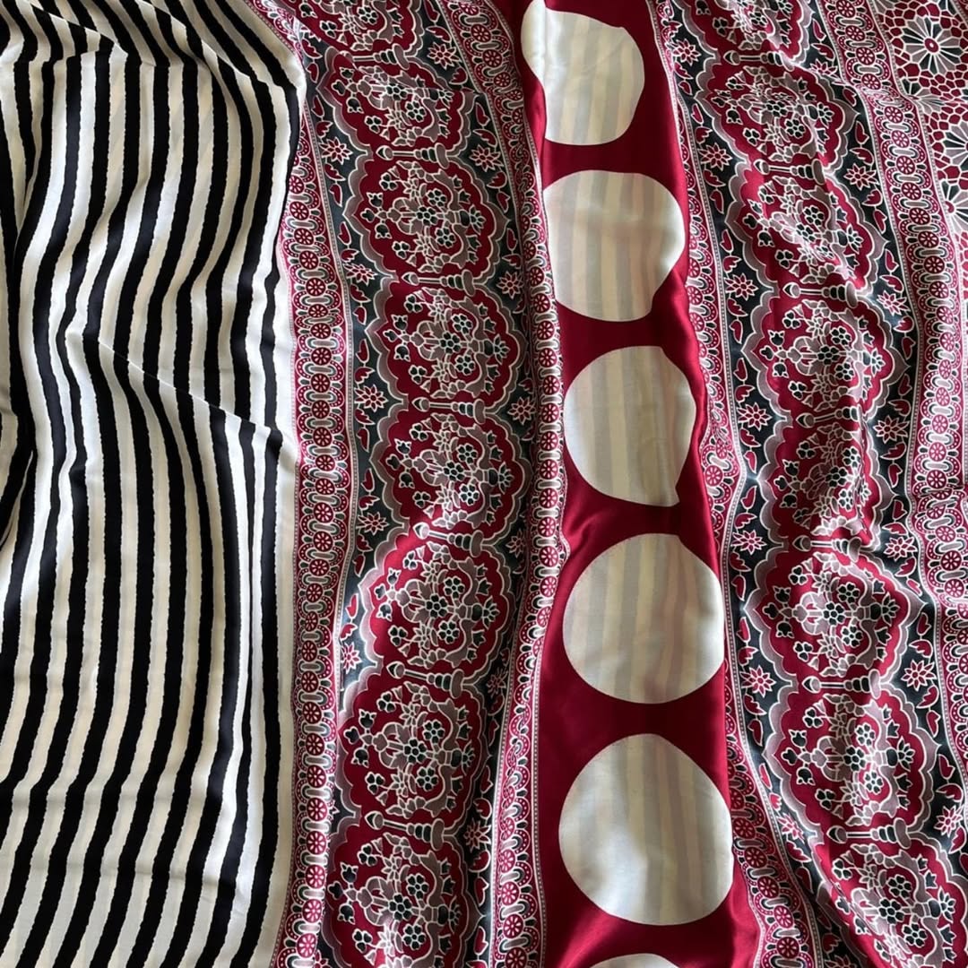 Exclusive Cream black Ajrakh Printed Saree