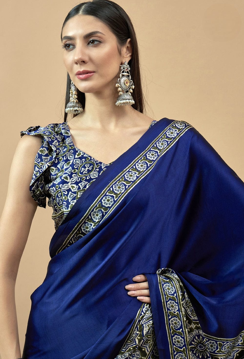 ELEGENT BLUE AJRAKH SAREE
