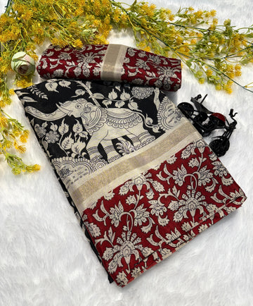 Super Mul Mul Cotton Kalamkari Saree