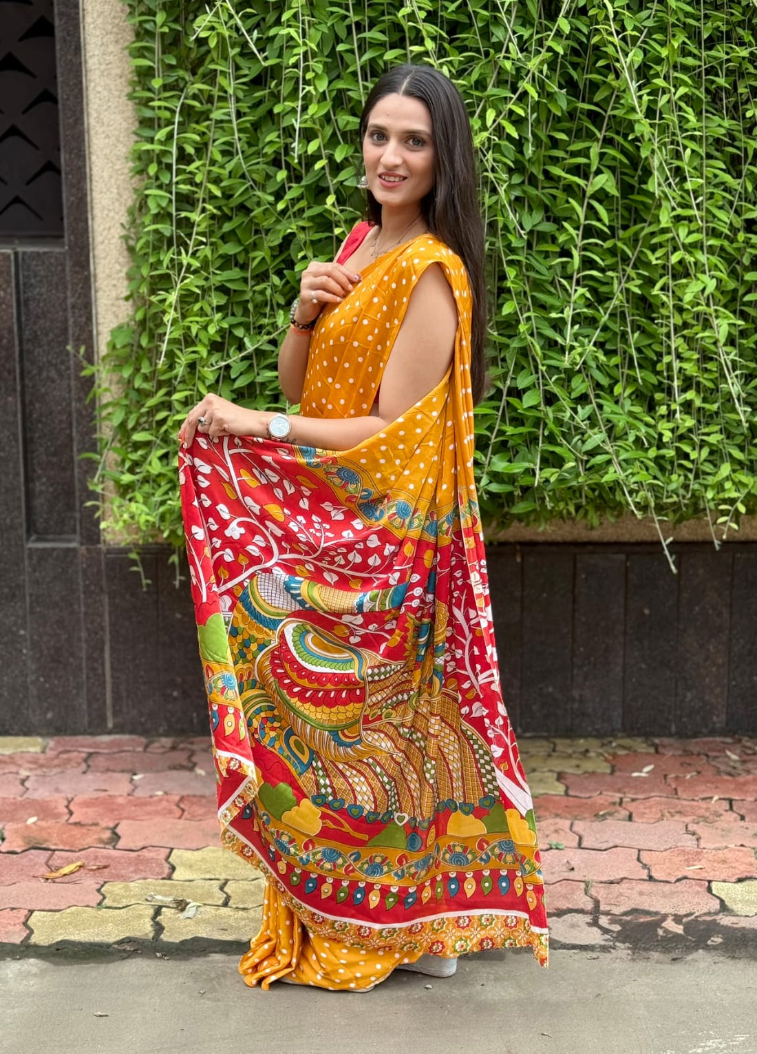 Kalamkari Pallu Handcrafted Ajrakh Saree – Traditional Ethnic Wear for Women