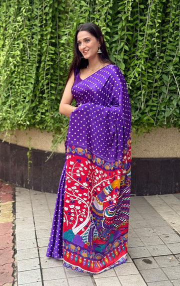 Kalamkari Pallu Handcrafted Ajrakh Saree – Traditional Ethnic Wear for Women