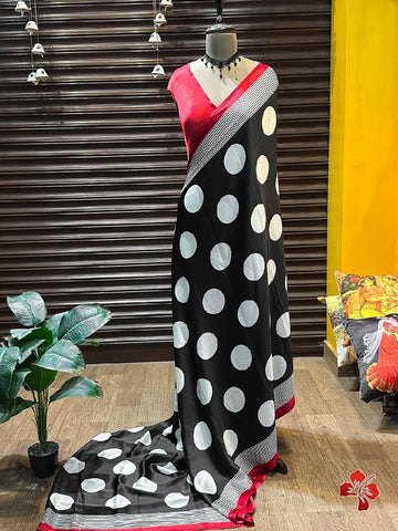 BLACK Color Handcrafted Ajrakh Saree – Traditional Ethnic Wear for Women